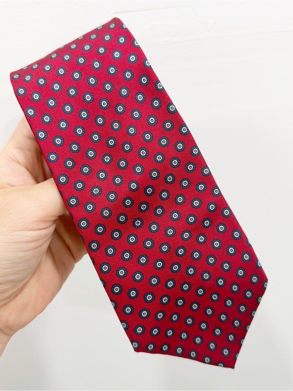 Bert Pulitzer Red Printed Silk Tie Made in USA